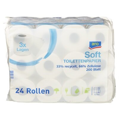 Toilettenpapier 3-lagig, 24 Rollen à 200 Blatt - Packung